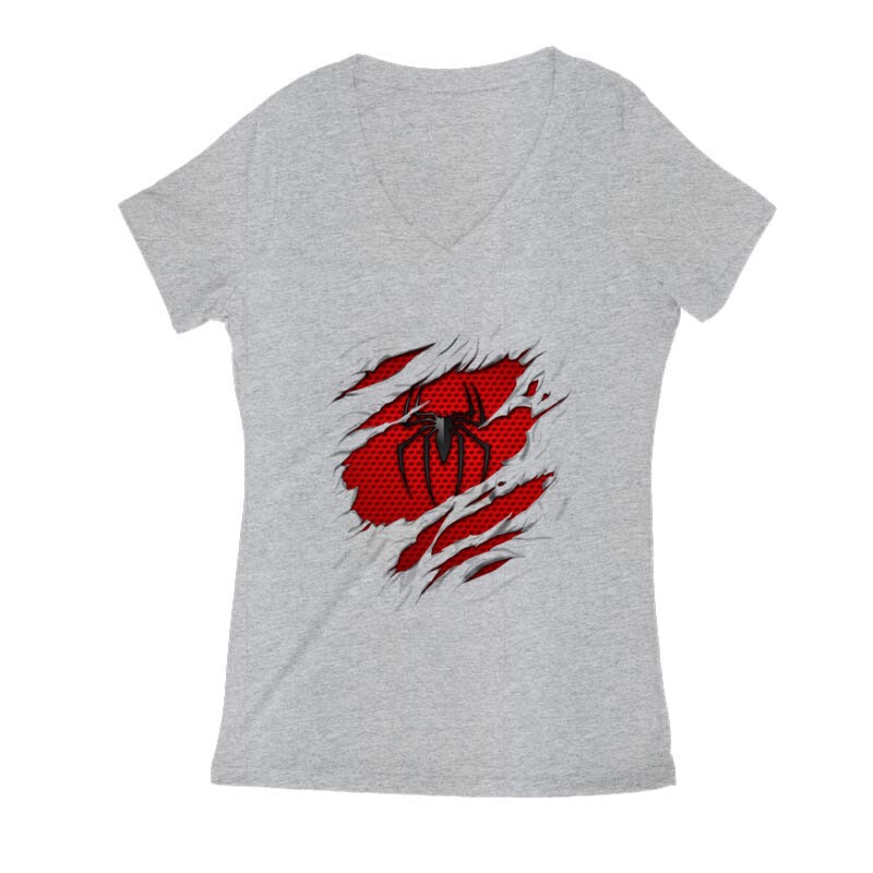 Spiderman tépett Női V Kivágott póló