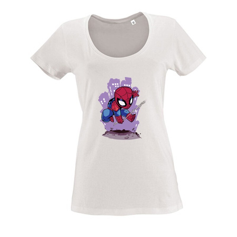 Spiderman chibi Női O Nyakú Póló