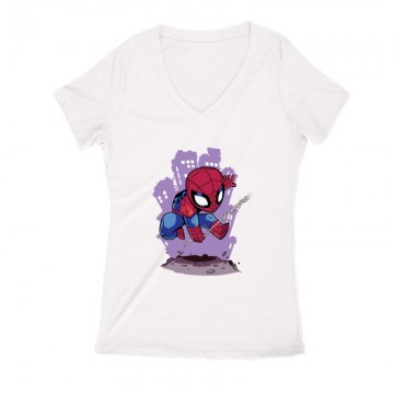 Spiderman chibi Női V Kivágott póló