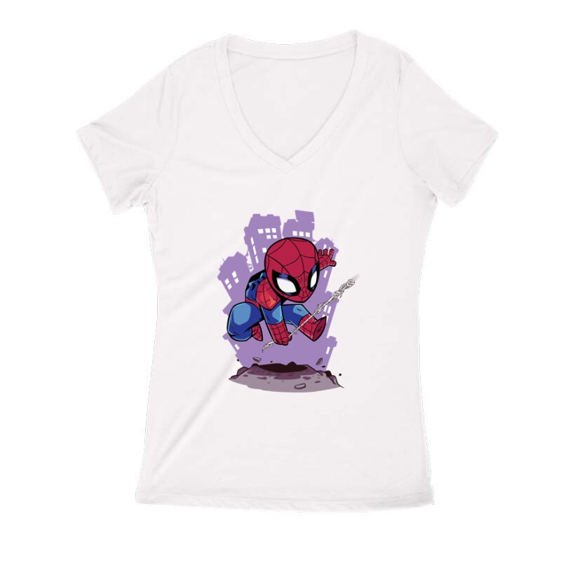 Spiderman chibi Női V Kivágott póló