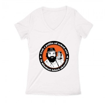 Csak a puffin ad neked erőt 2 Női V Kivágott póló