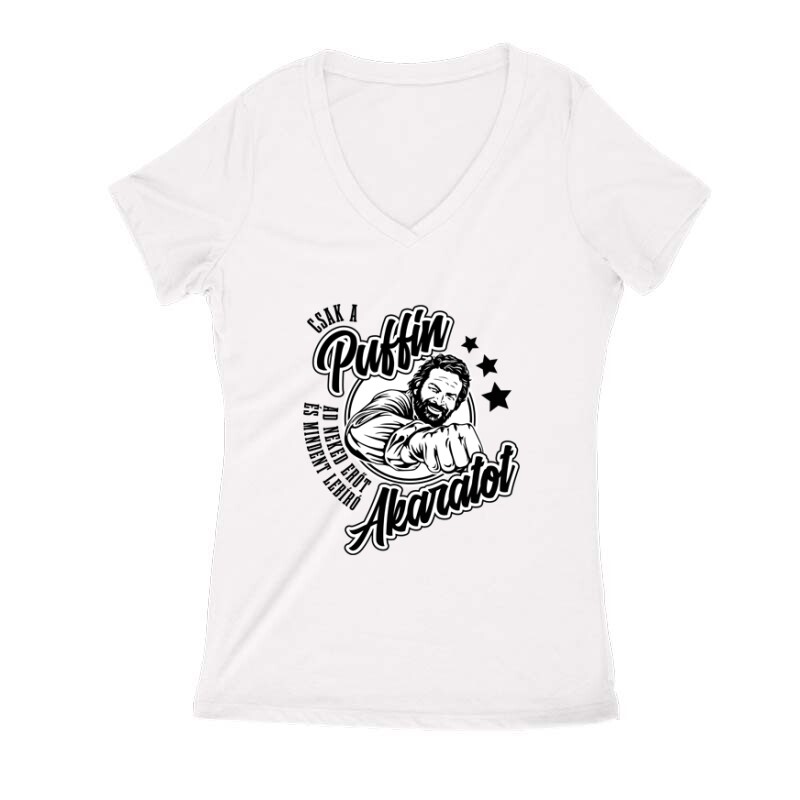 Csak a puffin ad neked erőt (ököl) Női V Kivágott póló