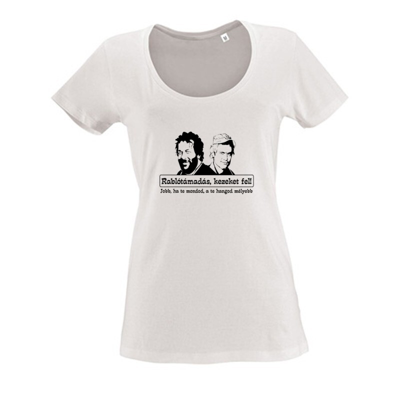 Rablótámadás, kezeket fel! (two face) Női O Nyakú Póló