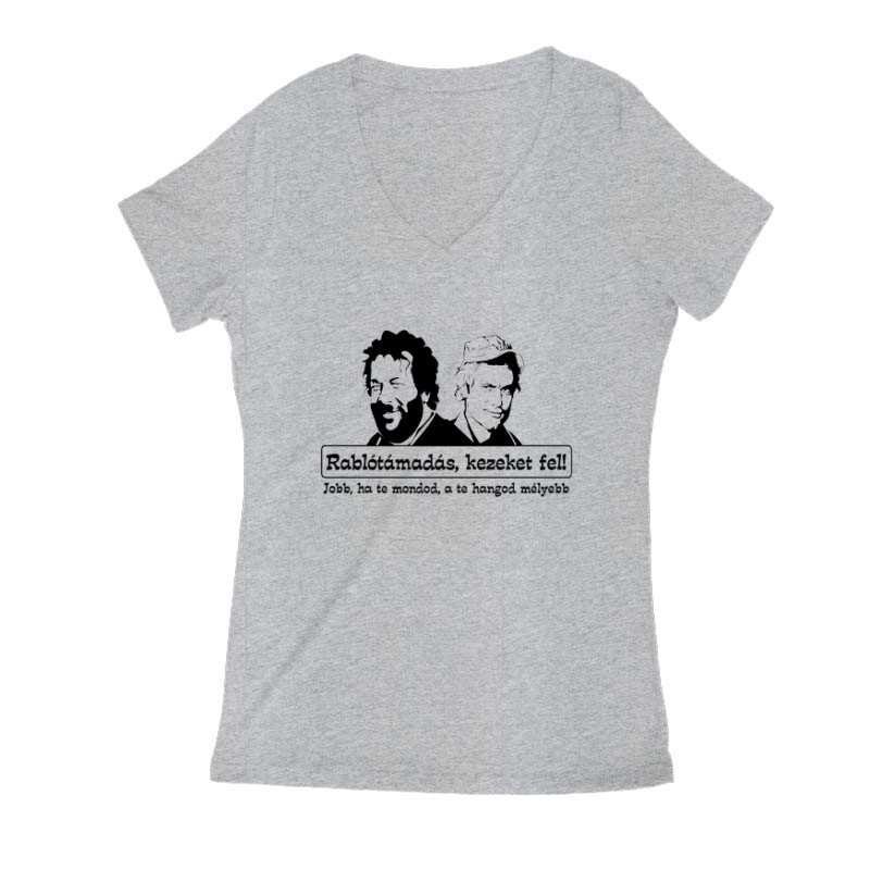 Rablótámadás, kezeket fel! (two face) Női V Kivágott póló