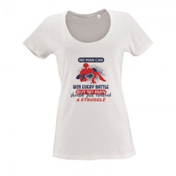 No man can win every battle, but Női O Nyakú Póló