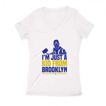 I’m just a kid from Brooklyn Női V Kivágott póló