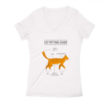 Cat petting guide Női V Kivágott póló