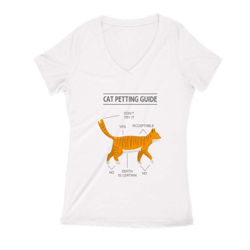 Cat petting guide Női V Kivágott póló