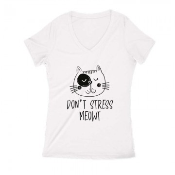 Don't Stress Meowt Női V Kivágott póló