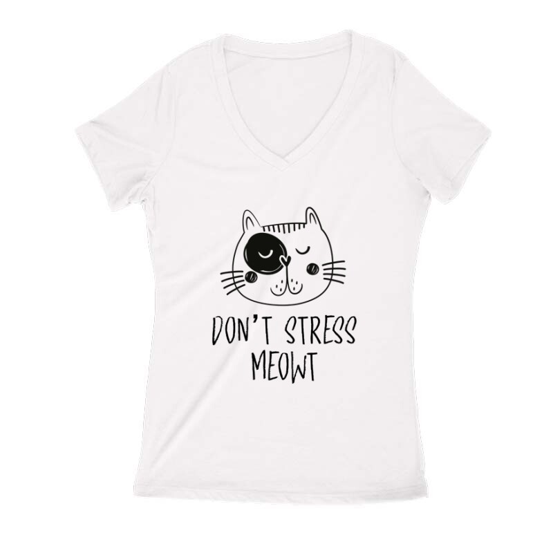 Don't Stress Meowt Női V Kivágott póló