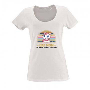 Cat mom the Legend Női O Nyakú Póló