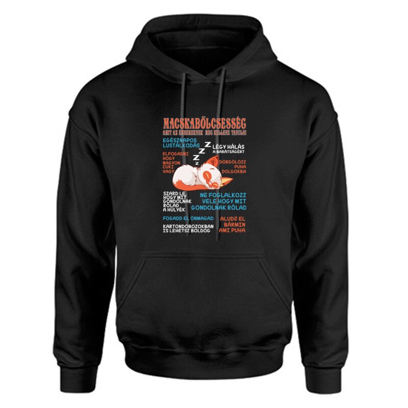 Macska Bölcsesség Unisex Kapucnis Pulcsi