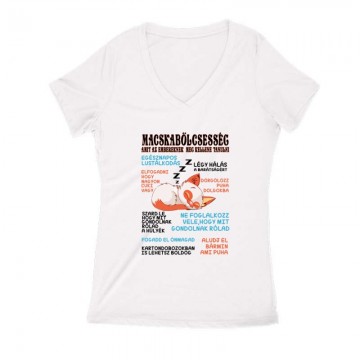 Macska Bölcsesség Női V Kivágott póló