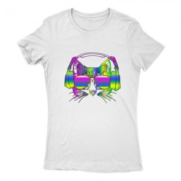 Rainbow music cat Női Póló