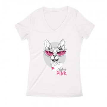 I believe in pink (sunglass) Női V Kivágott póló
