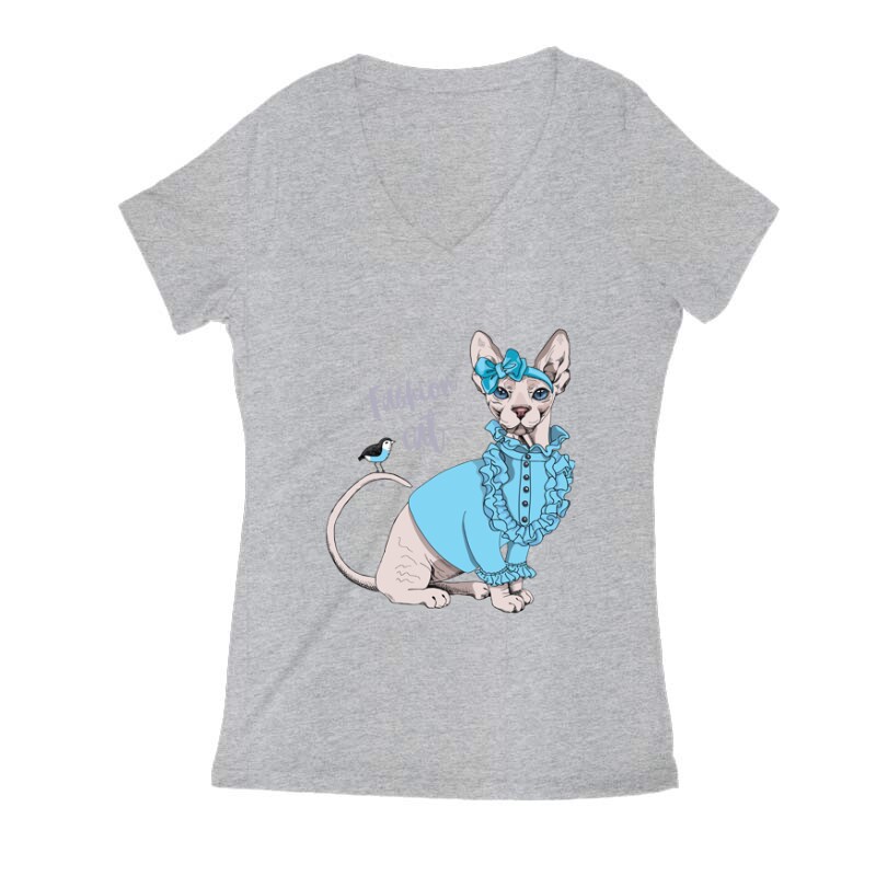 Fashion cat Női V Kivágott póló