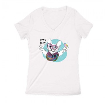 Let's Play! Női V Kivágott póló