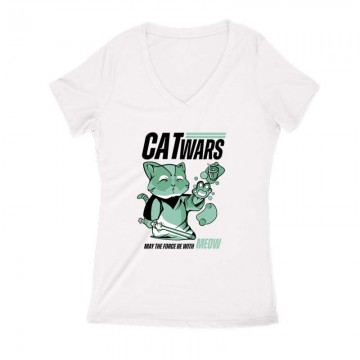 Cat Wars Női V Kivágott póló