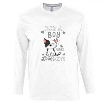 Just a Boy Who Love Cats Hosszú Ujjú Póló
