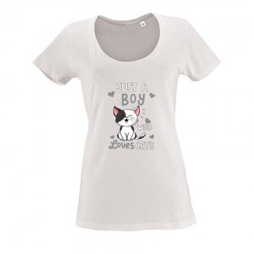 Just a Boy Who Love Cats Női O Nyakú Póló