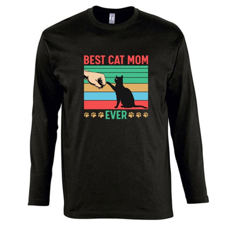 Best cat mom ever Hosszú Ujjú Póló