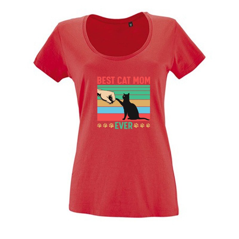 Best cat mom ever Női O Nyakú Póló