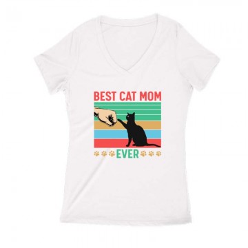 Best cat mom ever Női V Kivágott póló