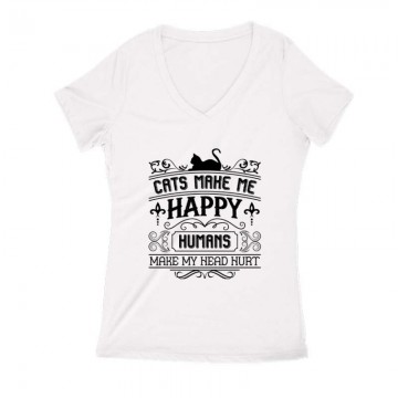 Cats make me Női V Kivágott póló