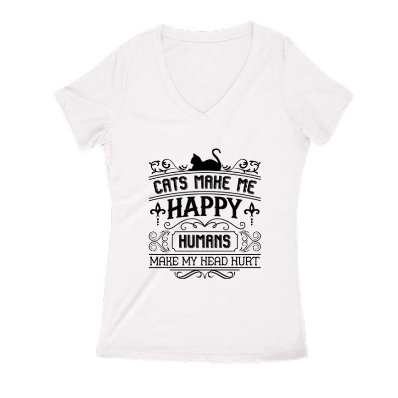 Cats make me Női V Kivágott póló