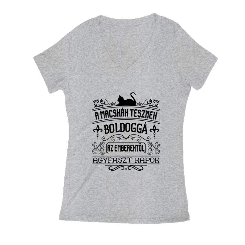 A macskák tesznek boldoggá ... Női V Kivágott póló