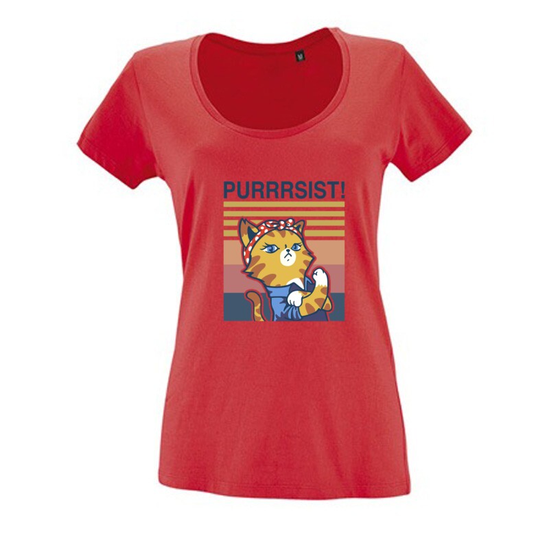 Purrrsist! retro Női O Nyakú Póló