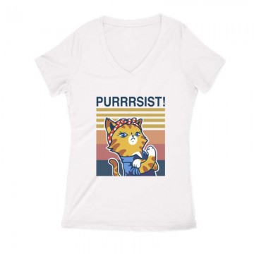 Purrrsist! retro Női V Kivágott póló