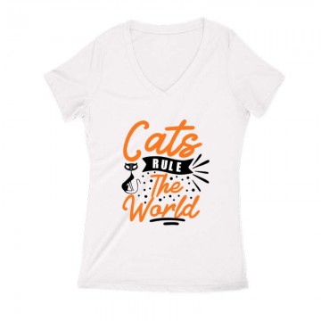 Cats rule Női V Kivágott póló
