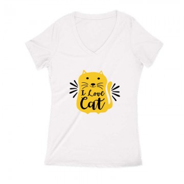 I love cat Női V Kivágott póló