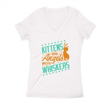 Kittens are Angels Női V Kivágott póló