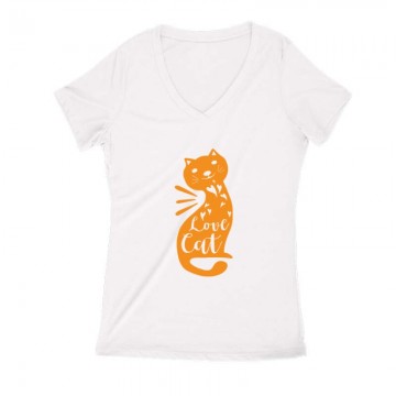 Love cat Női V Kivágott póló