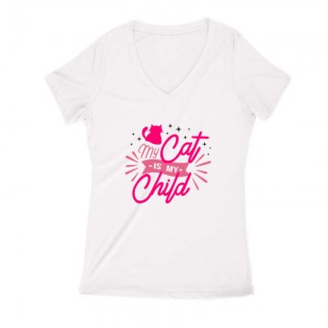 My cat is my child Női V Kivágott póló