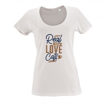 Real man love cats Női O Nyakú Póló
