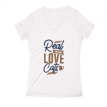 Real man love cats Női V Kivágott póló