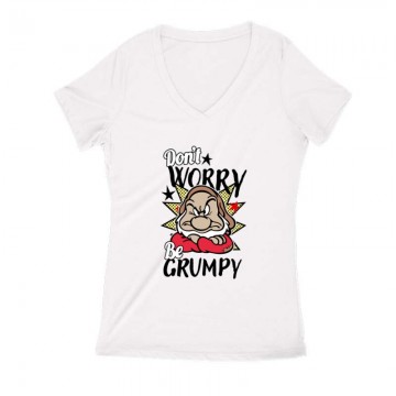 Don't worry be grumpy Női V Kivágott póló