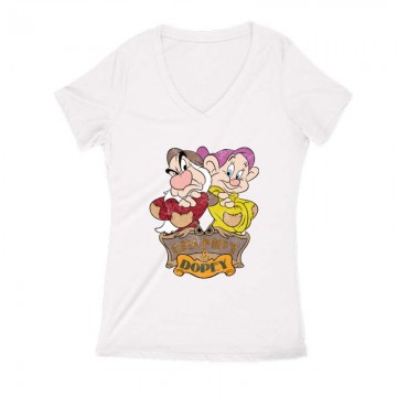 Grumpy & Dopey Női V Kivágott póló
