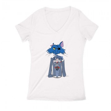 Mr. Fritz Teufel Női V Kivágott póló