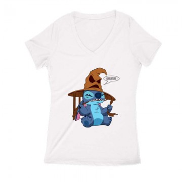 Hufflepuff stitch Női V Kivágott póló