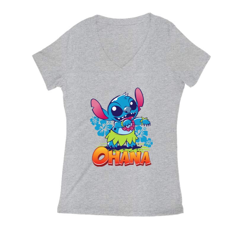 Ohana Stitch Női V Kivágott póló