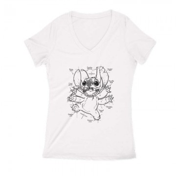 Stitch Layout Női V Kivágott póló