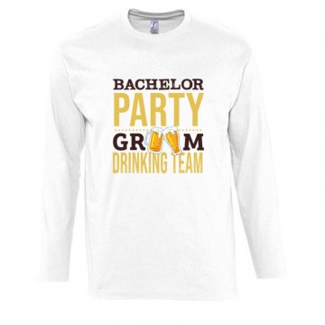 Bachelor Party Groom Drinking Team Hosszú Ujjú Póló