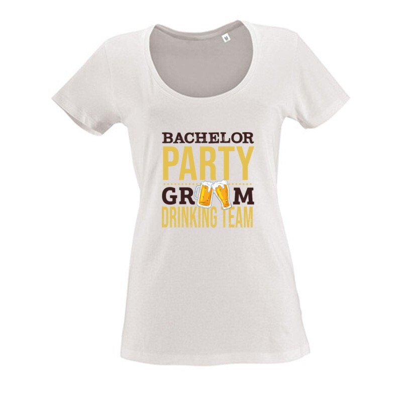 Bachelor Party Groom Drinking Team Női O Nyakú Póló