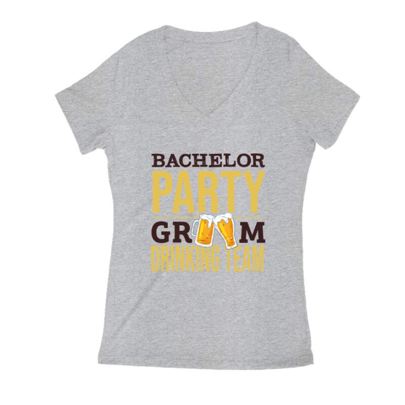 Bachelor Party Groom Drinking Team Női V Kivágott póló