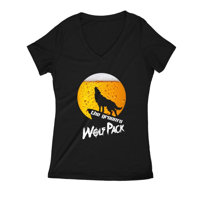 Groom's Wolf Pack Női V Kivágott póló