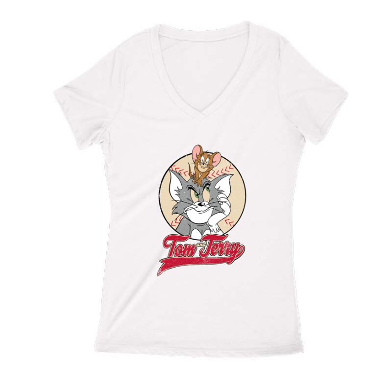 Tom & Jerry Ball Női V Kivágott póló